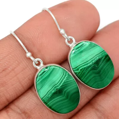 Natural Malachite - Congo 925 Sterling Silver Earrings Jewelry CE28230 • $11.99