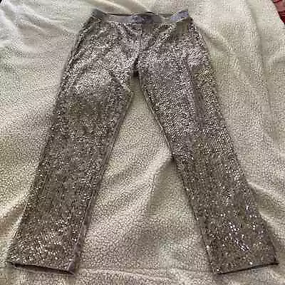 CHICO'S NWT Womens Sequins & Panne Tapered Ankle Pant Crushed Velvet Soft | 10 • $21.98