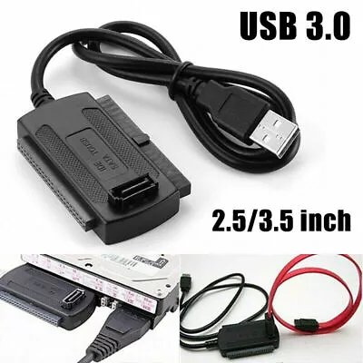 USB 2.0 To SATA/IDE 2.5 3.5  External Adapter Transfer Cable Converter For HDD • £8.99