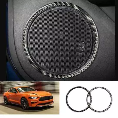 For Ford Mustang 2015-2023 Real Carbon Fiber Inner Door Speaker Audio Cover Trim • $30.38