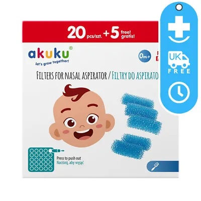 FILTERS For Baby Nasal ASPIRATOR 25-Pack Akuku Runny Nose Mucus Snot Cleaner • £4.95