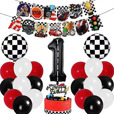 1st Birthday Racing Car Party Decorations Banner Cake Toppers • £8.99