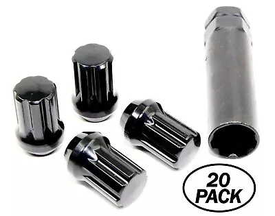 20 14x1.5 Black Spline Drive Tuner Acorn Lug Nuts 2015-2018 Ford Mustang GT  • $29.99