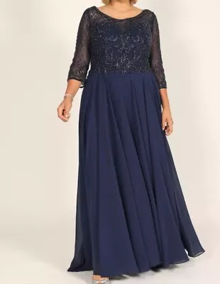 Dylan & Davids Long Sleeve Hand Beaded Mother Of The Bride Dress Navy 4XL • $105