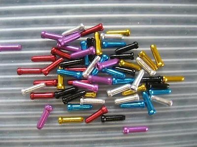 60 X ALLOY ASSORTED COLOURED END CRIMPS FOR Cycle BRAKE/GEAR CABLE • £3.99