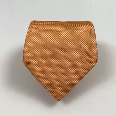 Isaia Men's Seven 7 Fold Orange Silk Neck Tie 60L 3.5W Made In Italy • $50.99