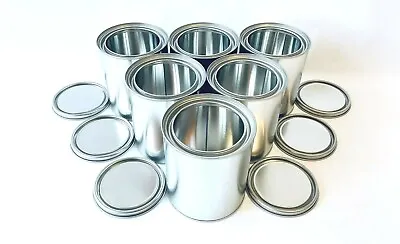 Set Of 6x 1 Quart Empty Metal Paint Cans With Lids Automotive Paint Container  • $38