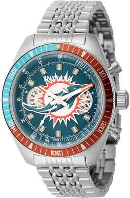 Invicta NFL Miami Dolphins World Time GMT Quartz Green Dial Men's Watch 44997 • $86.90