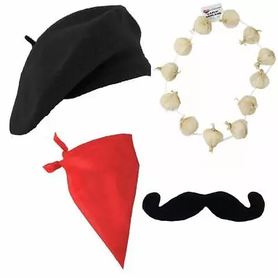 Deluxe Mens French Man Costume Set Stag Night Waiter Outfit Fancy Dress Lot • £5.99