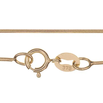 GENUINE 9ct GOLD FINE ROUNDED SNAKE NECKLACE CHAIN - VARIOUS LENGTHS • £78.84