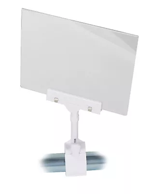 Acrylic Sign Holder 5 ½ X 7  Clamp Double Sided Clothing Rack Hangrail Side Load • $22.95