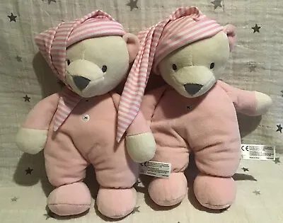 Sainsburys Grow & Play My 1st Bedtime Bear Teddy Pink Soft Toy Comforter X 2 • £17.99