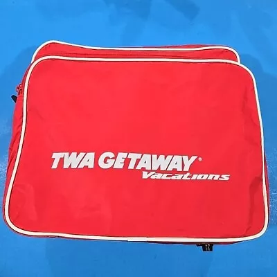 TWA Flight Getaway Vacations Bag 13.5 X12  Needs Strap Vintage • $9.99