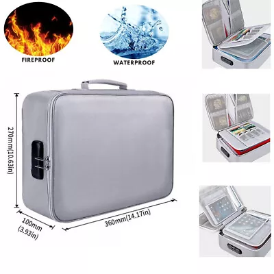 2000℉ Large Fireproof Document Box With Lock File Storage Waterproof Safe Bag • $30.38