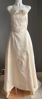 Vintage Wedding Dress Cream 2 Piece Bustier Full Skirt + Veil Size 8 Handmade  • $225