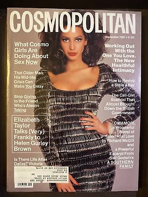 Cosmopolitan September 1987 Christy Turlington +Liz Taylor Victoria Principal • $39.99