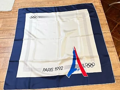 1992 Paris Town Candidate Olympic Games Bid Logo Silk Scarf IOC Session 1986 • $141.29