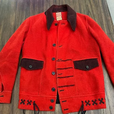 1920s Vintage HUDSON BAY CO HBC WOOL JACKET RED COAT England Blanket Art History • $299.99