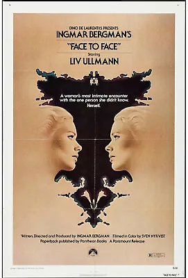 FACE TO FACE Original 1976 One Sheet Movie Poster  LIV ULLMANN/INGMAR BERGMAN • $23.99