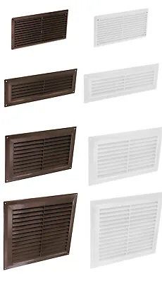 Louvred Air Vent Cover With Fixed Flyscreen Fly Mesh Plastic Ventilation Grille • £6.45