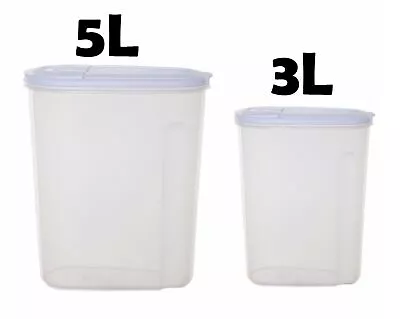 Cereal Container Jars Clear Plastic 3L & 5L Cereal Jar Box Airtight Lid BPA Free • £6.85