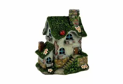 Solar Cottage With Moss Roof Fairy Garden House Birthday Or Christmas Gift • $49.99