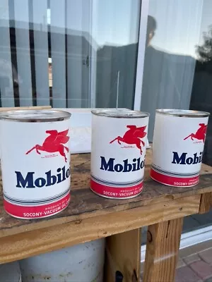 3 Replica Vintage Mobil Oil 1 Quart Motor Oil Can Socony-Vacuum Mobil Pegasus • $25