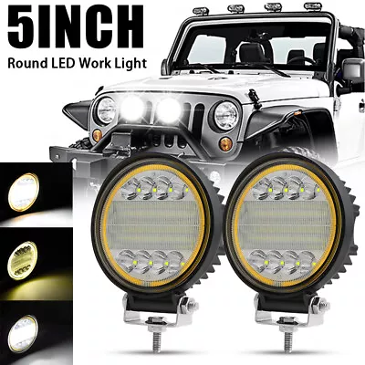 Pair 5inch LED Driving Lights Spot Flood Beam Round Offroad Ute ATV Motor SUV • $42.95