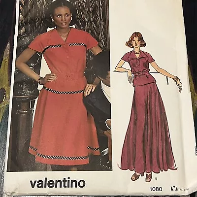 Vintage 70s Vogue Couturier 1080 Valentino Two Piece Dress Sewing Pattern UNCUT • $18