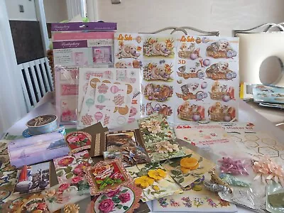 Job Lot  Bundle Decoupage Card Making Scrapbook Hunkydory  Le Suh Ribbons Petals • £5.50