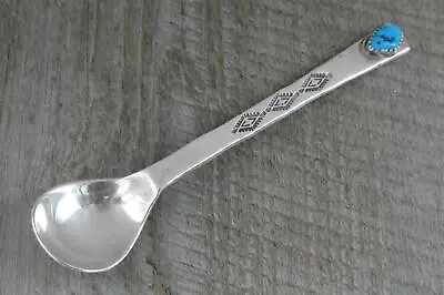 Vintage Signed S Native American Navajo Sterling Silver Turquoise Spoon Spencer • £79.95