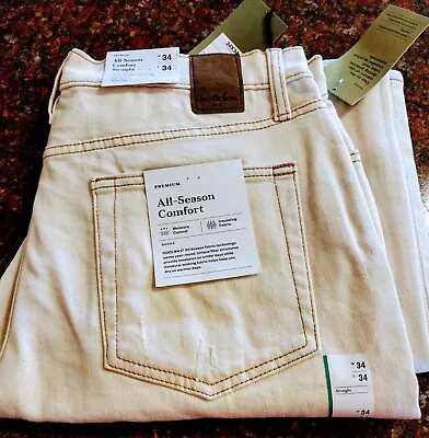 Goodfellow COOLMAX All-Season Comfort Jeans Cream Colored/Distressed 34W-34L • $14