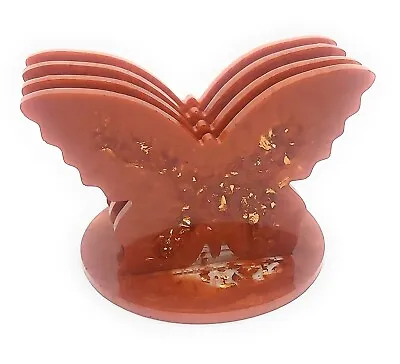 £15 • Buy 4 X BUTTERFLY COASTERS & STAND. BRONZE WITH GOLD LEAF
