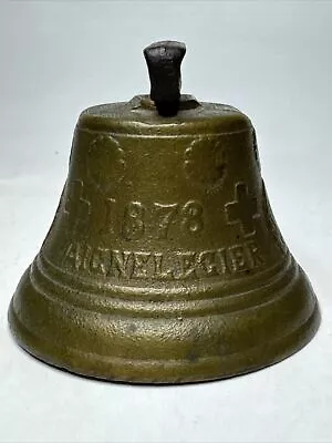 Vintage Swiss Cow Bell 1878 Saicnelecier Chiantel Fondeur Brass Cow Sheep Bell • $50