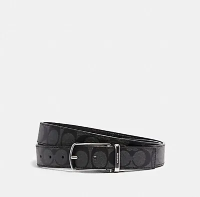 Coach F64825 Reversible Belt Modern Harness Cut To Size  Signature Nickle NWT • $59.99