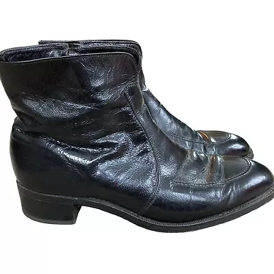 Florsheim Vintage Mens Size 8.5 D Side Zip Ankle Boots Black Leather • $39