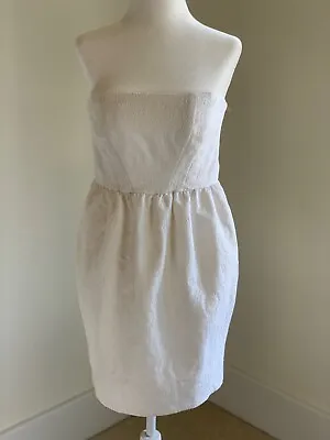 Shoshanna Women's Eyelet Embroidered Strapless Mini Sheath Dress White Size 2 XS • $49.95