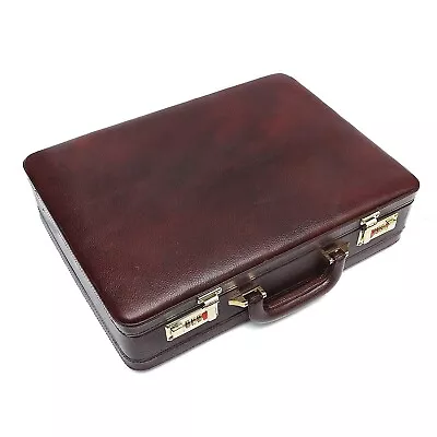 Expandable Leather Briefcase For Men With Combination Lock Executive Laptop Bag • $220