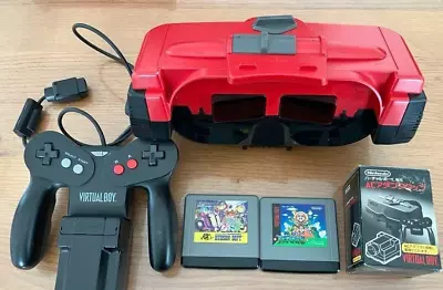 Nintendo Virtual Boy Video Game Console System Set Red Tested W/ 2 Software • $378