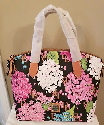 🖤NWT🖤 Dooney & Bourke 🖤 Hydrangea Celeste Satchel 🖤 BLACK Floral CoverCanvas • $239