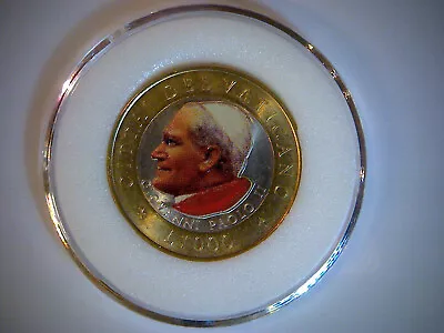 Pope John Paul Ii Vatican City L1000 Coin Colorized  In A Air-tite Capsule • $19.95