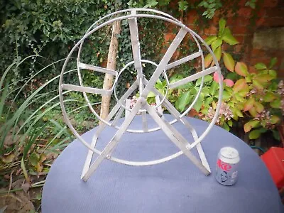 Vintage Galvanised Garden Hose Pipe Reel - Antique Garden Metal Hose Reel • £40