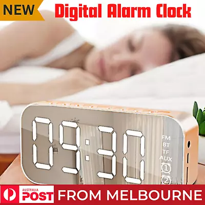 Portable Digital Alarm Clock FM Radio Wireless Bluetooth Speaker LED Display • $20.55