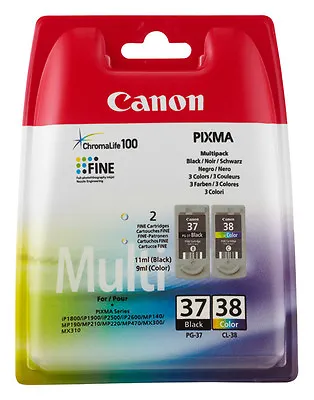 Canon Pg 37 + CL 38 Ink Cartridges MP190 Mp 140 190 210 • £45.84