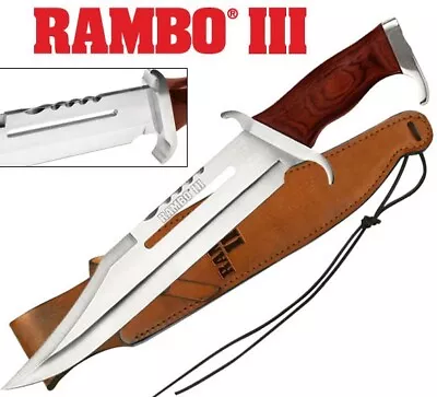 2 X Rambo 3 First Blood Part III Hunting Knives With Leather Sheath FREESHIPPING • $95