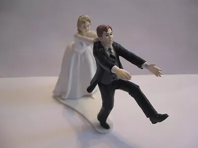 Funny VTG Wedding Cake Topper Groom Is Ready To Run! She Says  Oh No You Don't  • $12.99