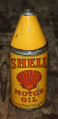 Oil Can Conical SHELL 1930 / Mobiloil Veedol Aeroshell #oldgaragedecorations • $1300