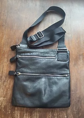 Margot Leather Shoulder Bag Black Moto Zipper Crossbody Adjust Strap Pockets • $28.50