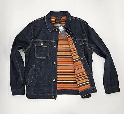 PENDLETON Lined Jean Jacket Men's Size Small Denim RK636-81885 Bridger Stripe • $89.99