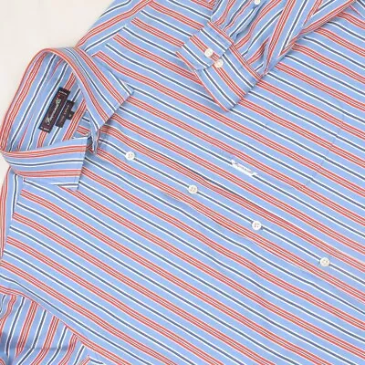 FACONNABLE Men's Blue Red Striped Shirt Long Sleeve Casual Business Sz 5 • £25.45